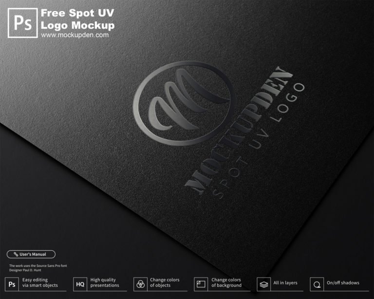 Free UV Light Logo Mockup PSD Template