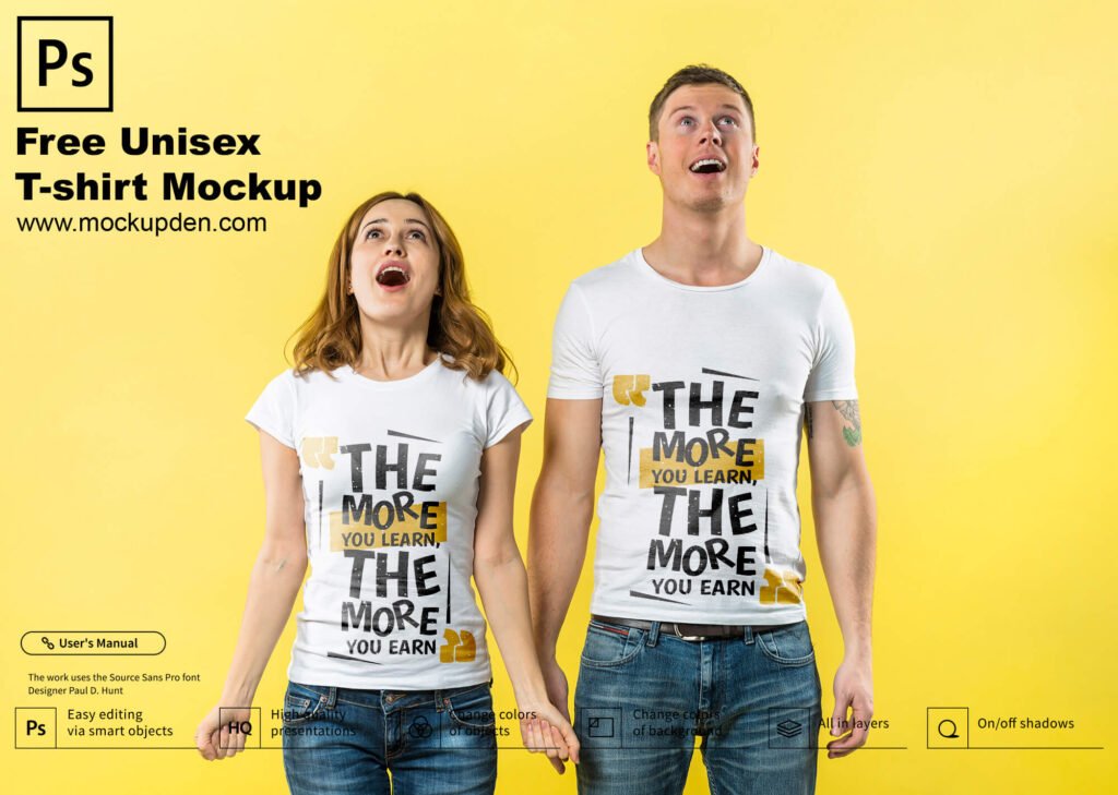 Download Free Unisex T-Shirt Mockup PSD Template - Mockup Den