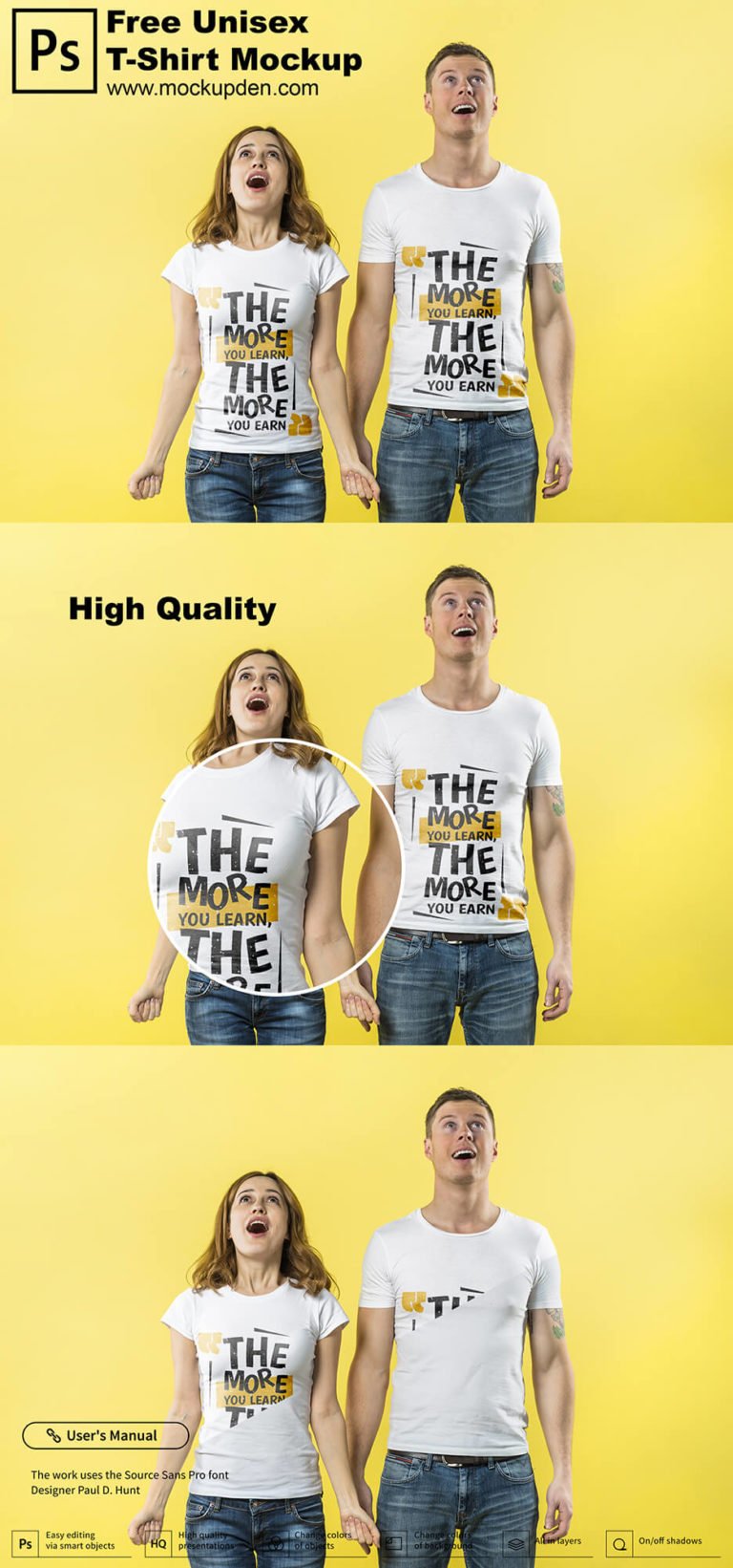 Download Free Unisex T-Shirt Mockup PSD Template - Mockup Den