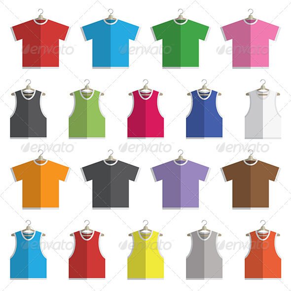 18 Different Colors Of Vest Vector. 