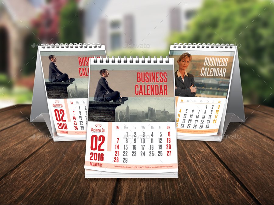 3 Business Calendar On Table Mockup
