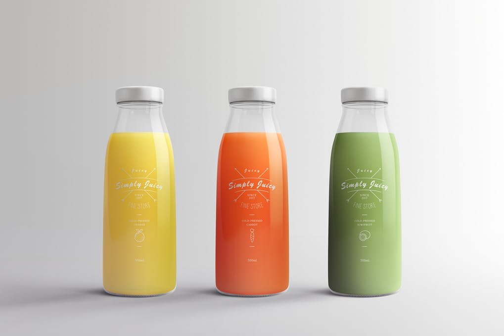 3 Juice Packaging Bottle PSD Template