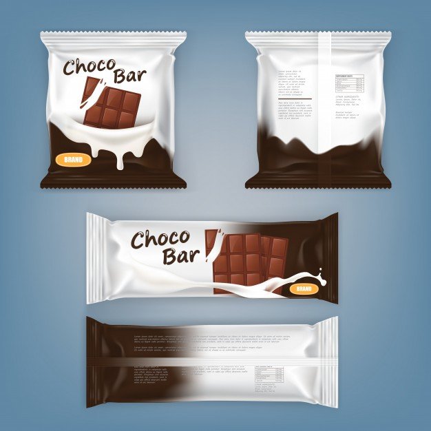 3 PSD Chocolate Bar Packet Vector File