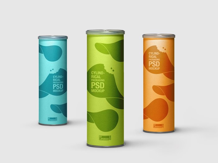 3 PSD Cylindrical Packaging Mockup