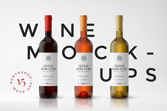 3 PSD File Wine Bottle Packaging Mockup