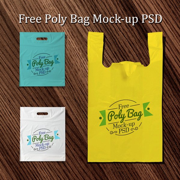 3 PSD Free Poly Bag Mockup PSD