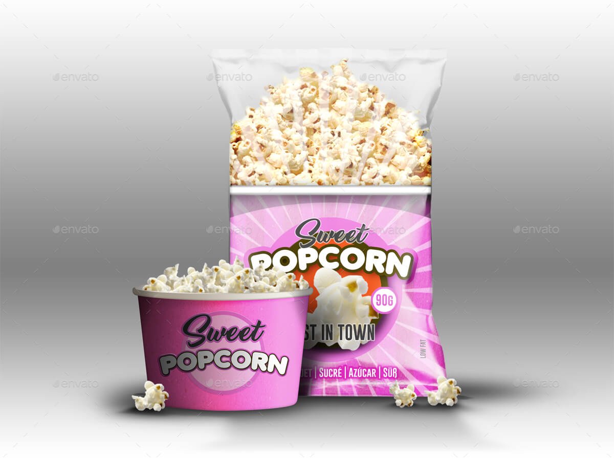 3 Realistic Popcorn Mock ups