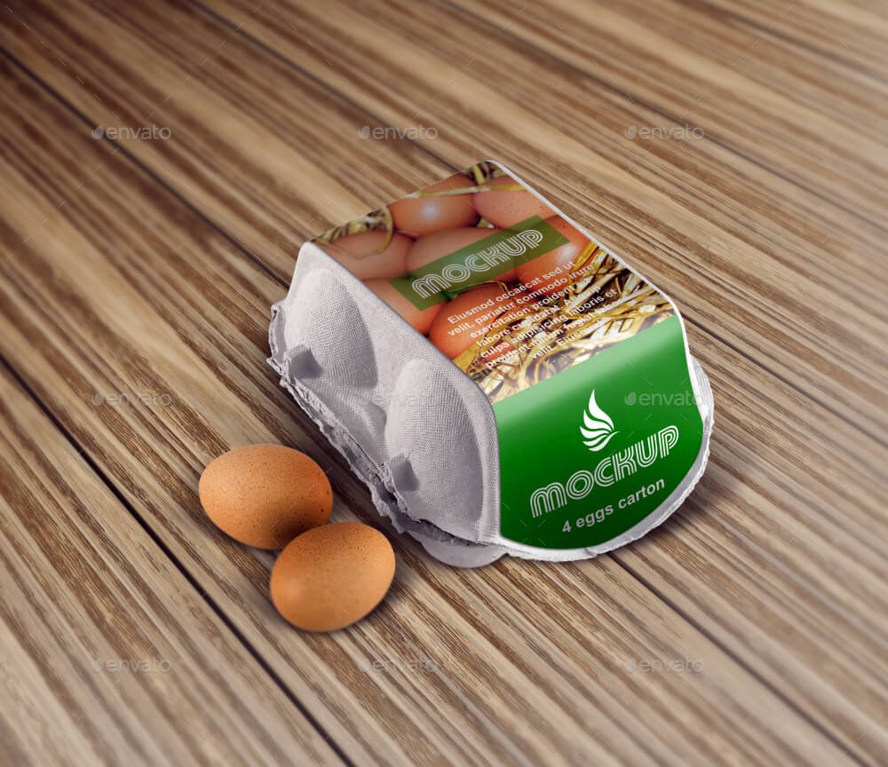 4 Count Egg Carton Mockup