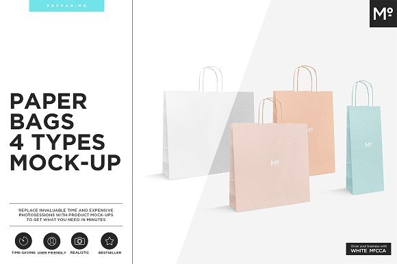 4 Paper Gift Bag PSD Design