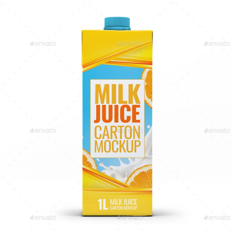 4 Types Milk / Juice Cartons Bundle Mock-Up