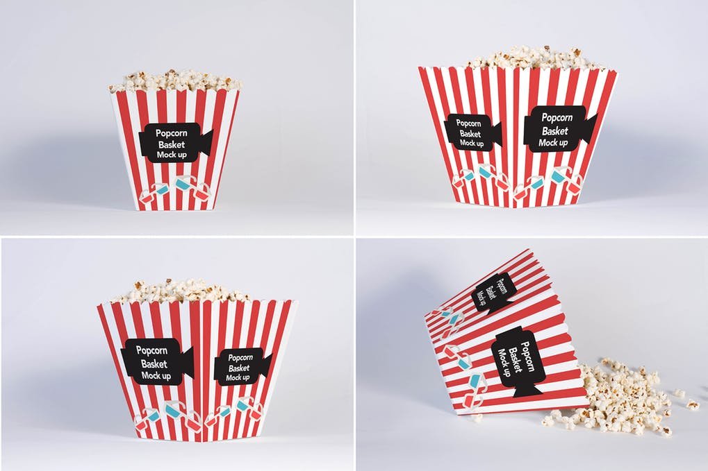 4 Views of Popcorn Pouches Mockup