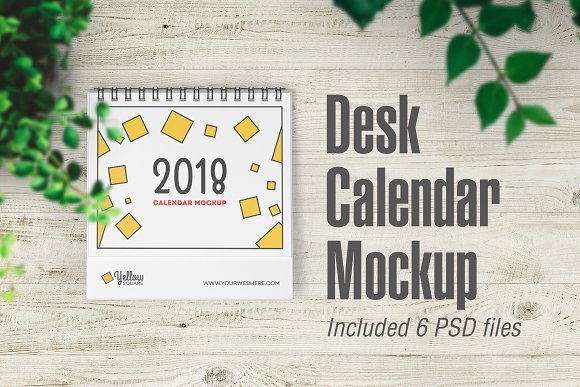 6 PSD File Desk Calendar Mockup