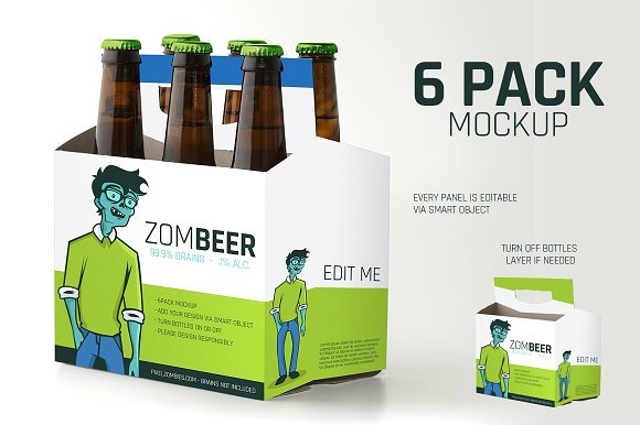 6 Pack Beer Carton PSD Mockup