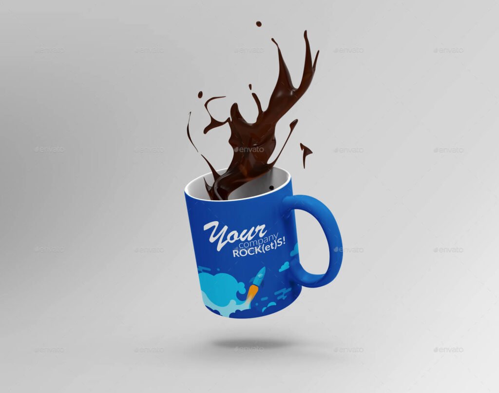 6 Seperated Coffee Mug Mockup