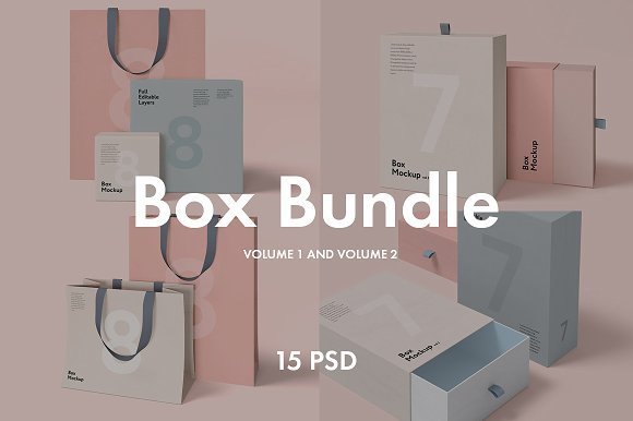 7 Gift Box And Bag Bundle Mockup
