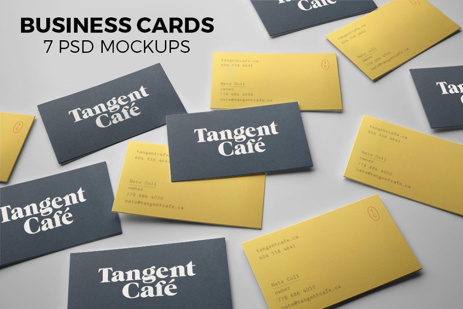 7 PSD File Tangent Cafe Business Card Mockup