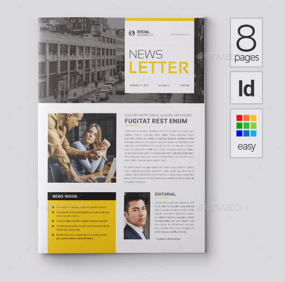 8 Pages Easily Design Newsletter With Customizable Feature