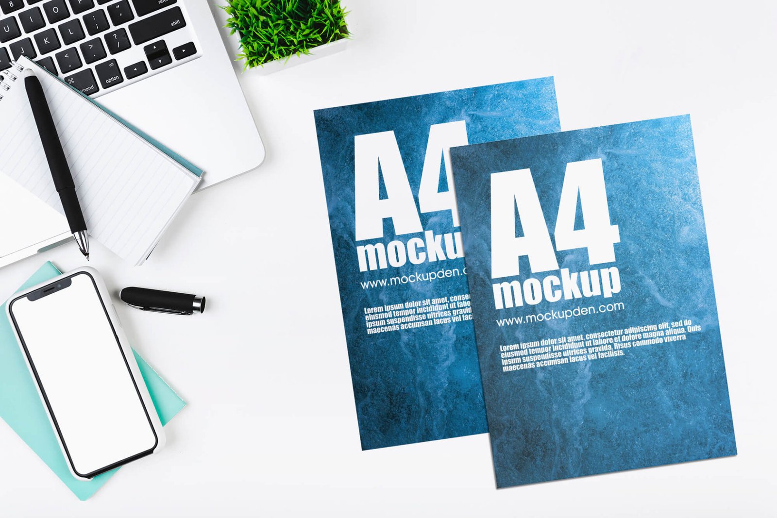 Free A4 Paper Mockup Set PSD Template - Mockup Den