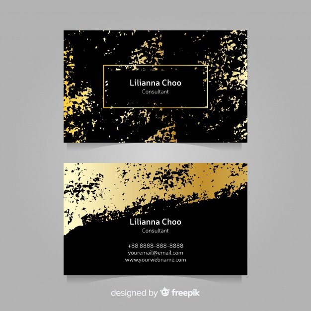 Abstract Black And Golden Print Two Business Card Mockup
