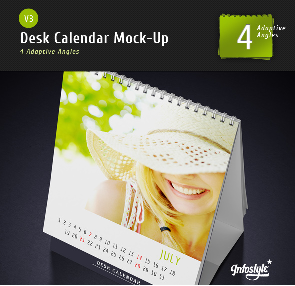 Adoptive 4 Angle Desk Calendar Mockup