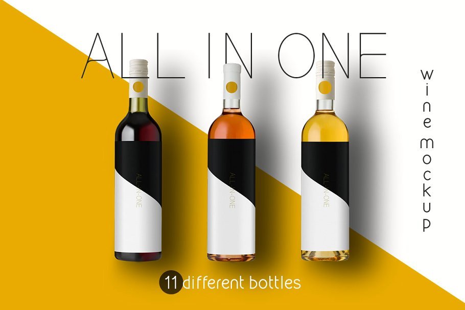 All-In-One Wine Bottle Mockup