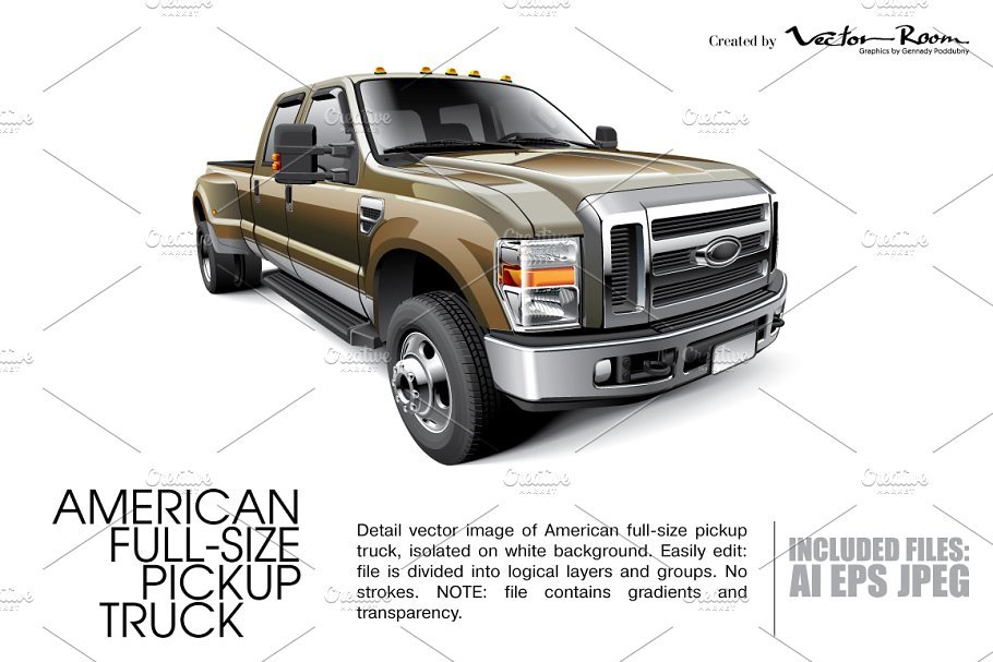 American Full-size Pick up Truck PSD Mock up.