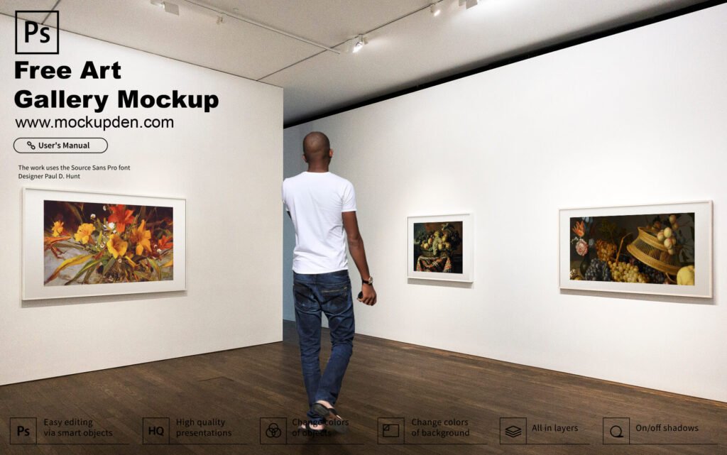 Download Free Art Gallery Mockup PSD Template - Mockup Den