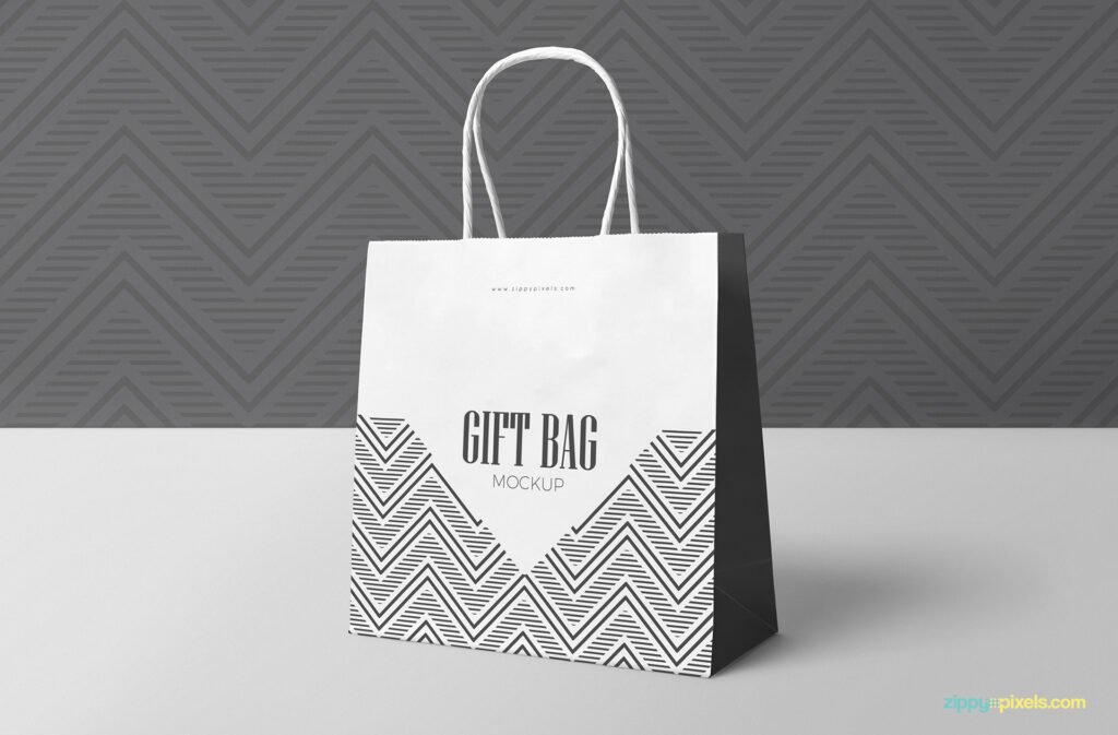 Attractive Black And white Gift Bag Design Template in PSD
