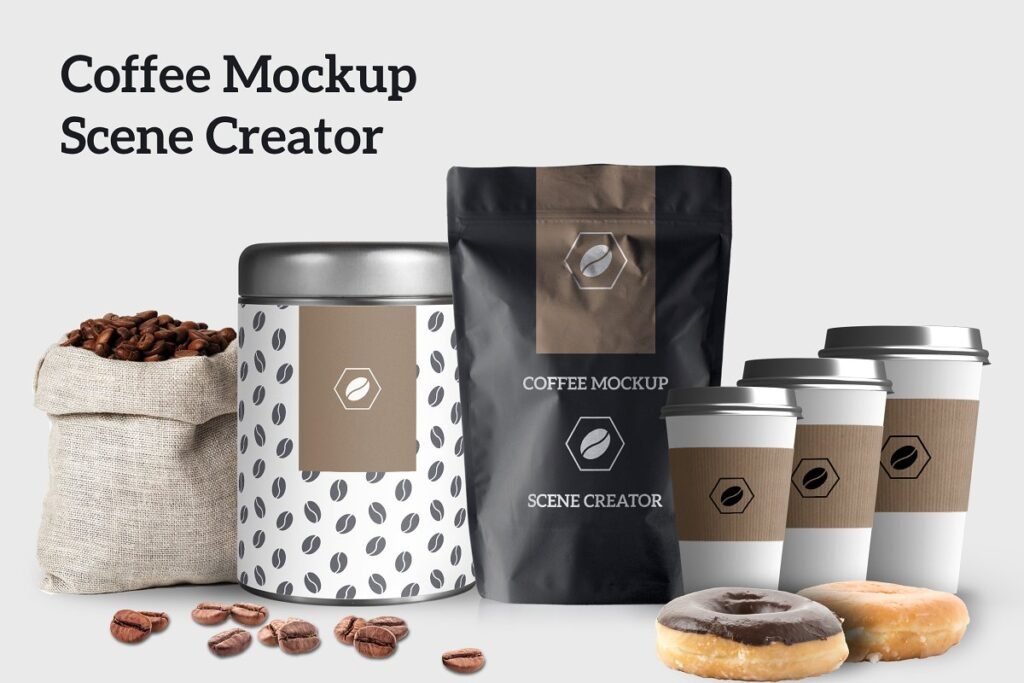 Attractive Coffee Packaging Bag Mockup Scene
