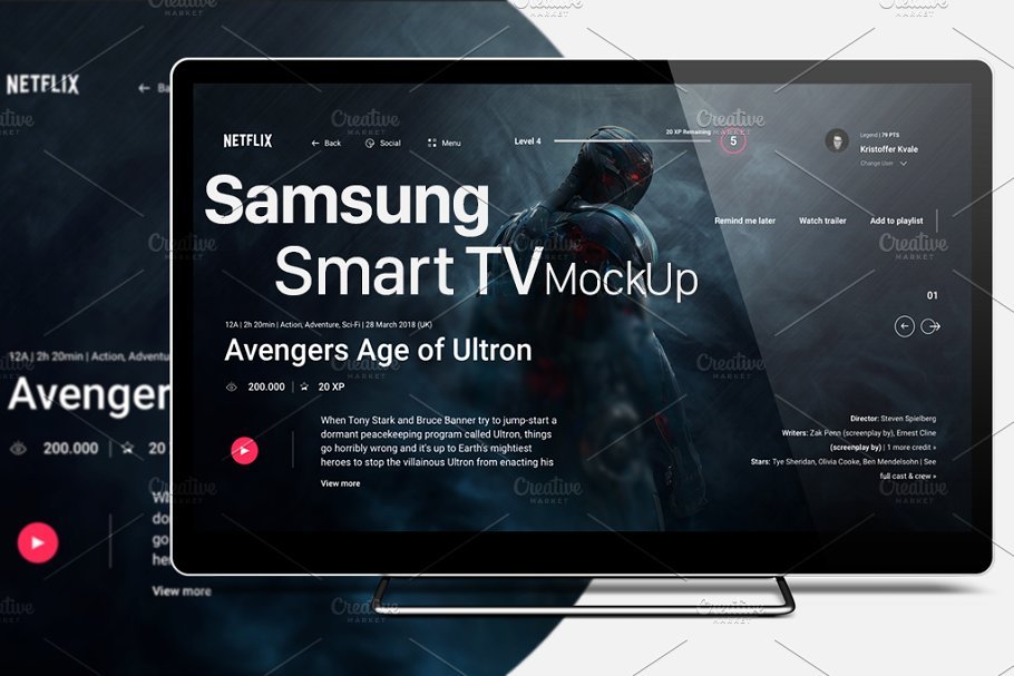 Avenger Scene Displayed Samsung Smart TV PSD Design template