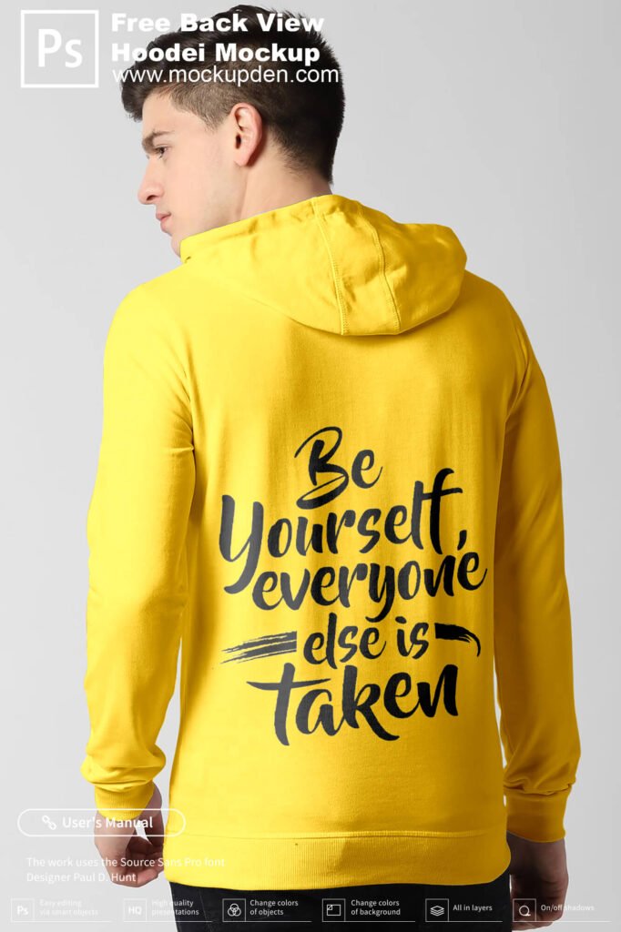 Free Back View Hoodie Mockup PSD Template - Mockup Den