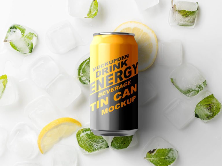 Free Beverage Tin Can Mockup PSD Template