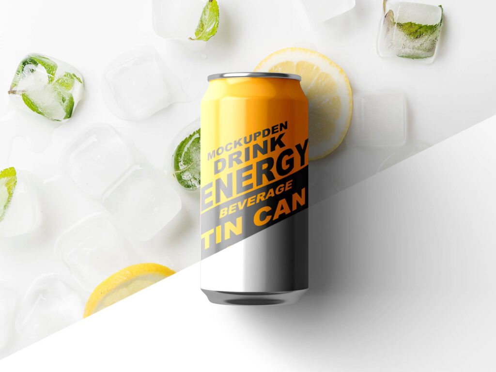 Free Beverage Tin Can Mockup PSD Template