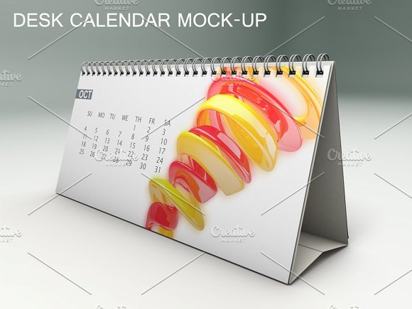 Bi-Color Print Desk Calendar Mockup