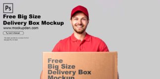 Free Big Size Delivery Box Mockup PSD Template