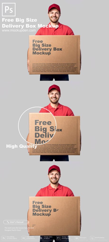 Download Free Big Size Delivery Box Mockup PSD Template - Mockupden