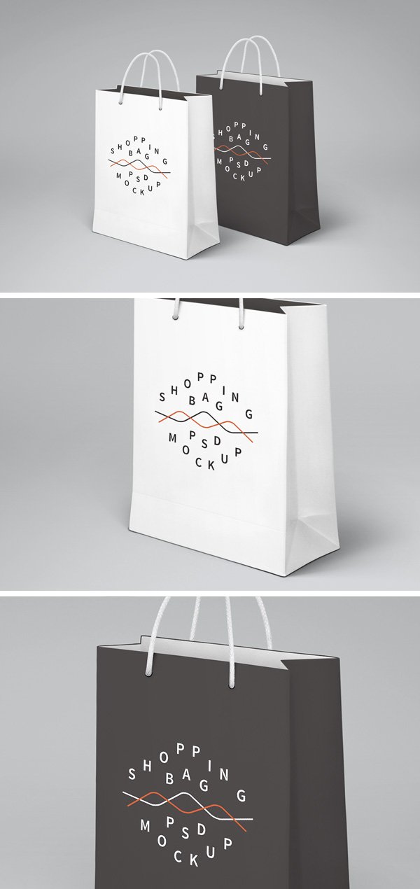 Black And White Color Paper Bag Mockup