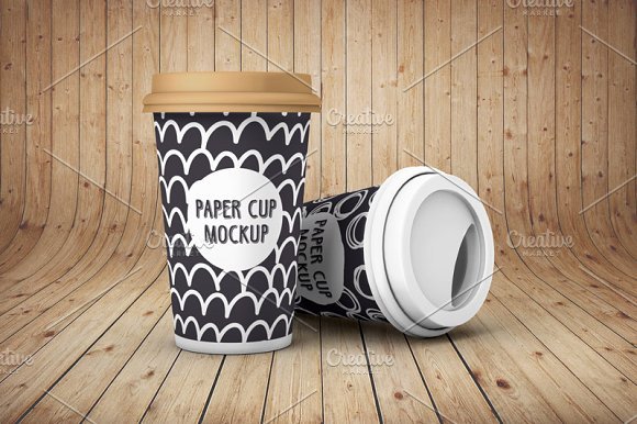 Black And white Color Paper Cup Mockup