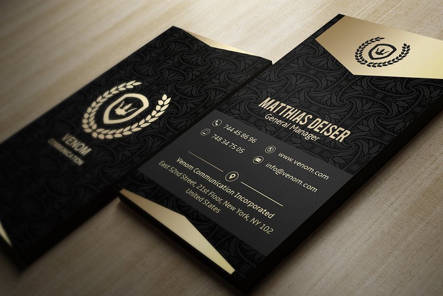 Black Color Slim Pattern Print Business Card Along With Logo