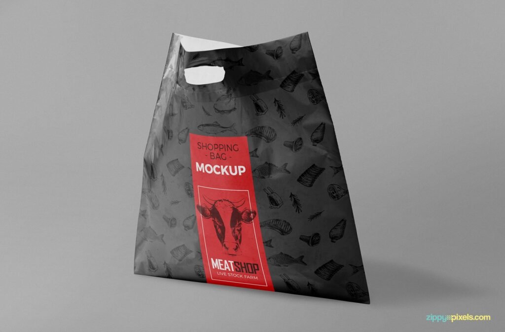 Black Colored Shopping Bag Mockup