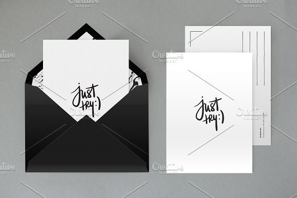 Black Envelope and White Creative Card Template Mockup