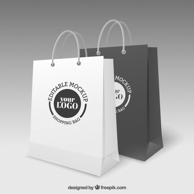 Black and White Shopping Bag Vector File Illustration