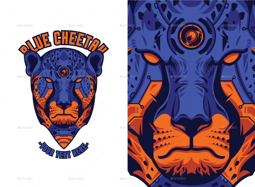 Blue Cheetah T-Shirt Design