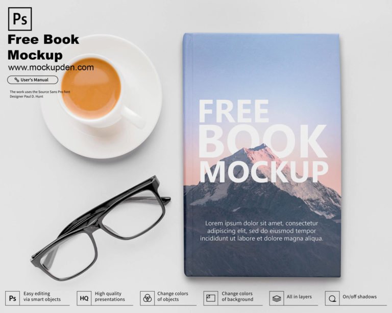 Free Top View Book Mockup PSD Template