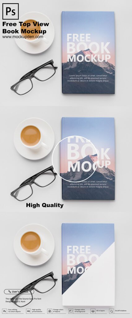 Free Top View Book Mockup PSD Template 