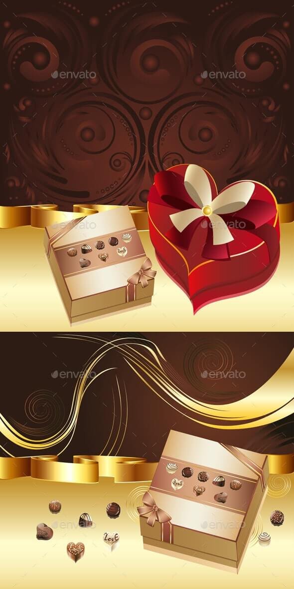Brown Background with Chocolate Box