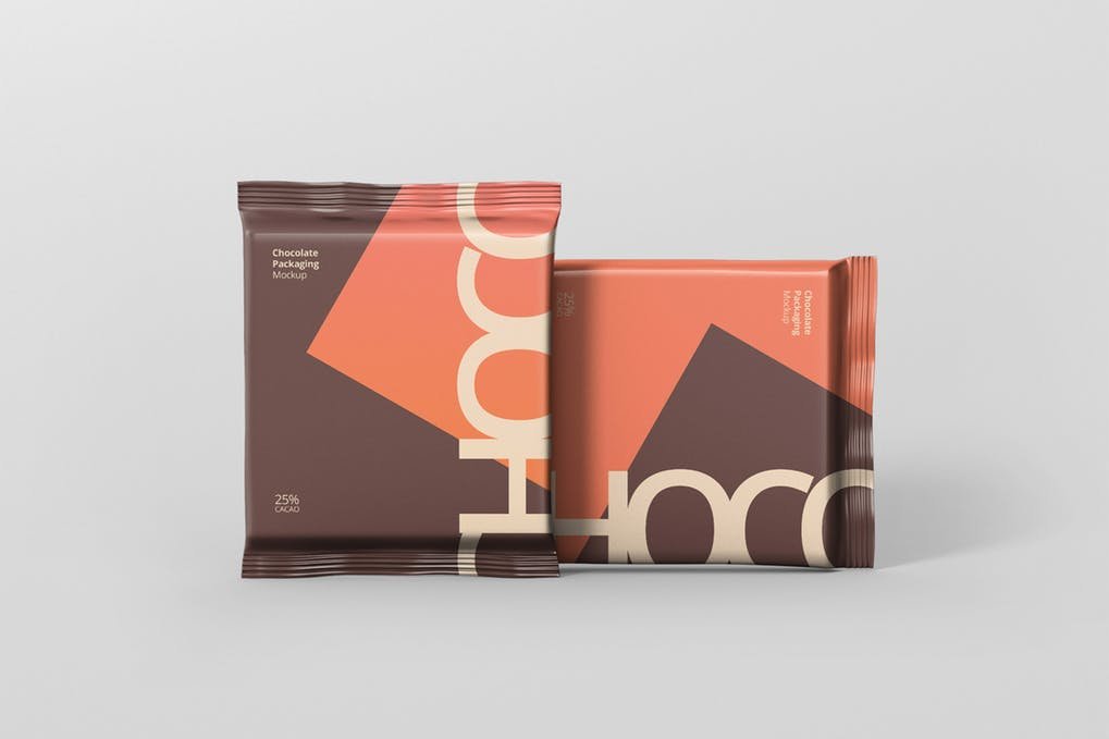 Brown Color Chocolate Bar Packet Design Set