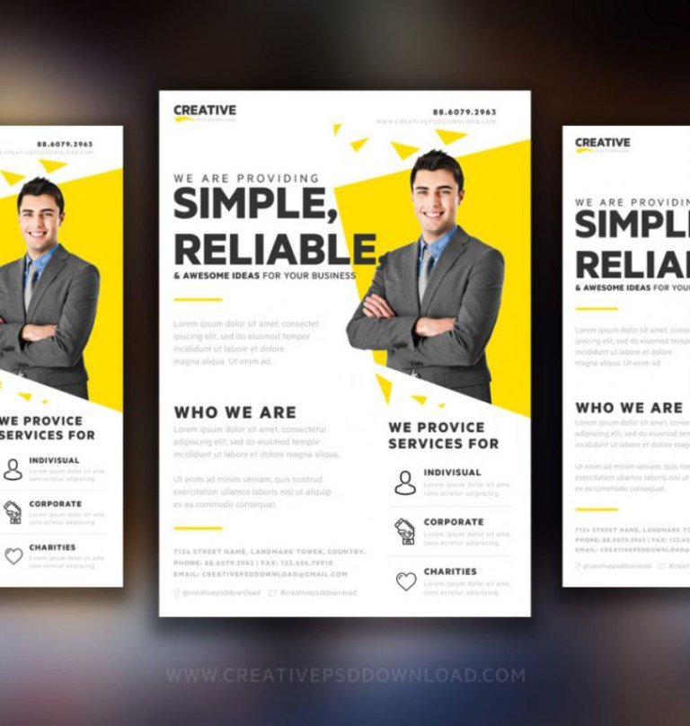 Business Man Photo Printed Simple A4 Size Free Flyer Illustration
