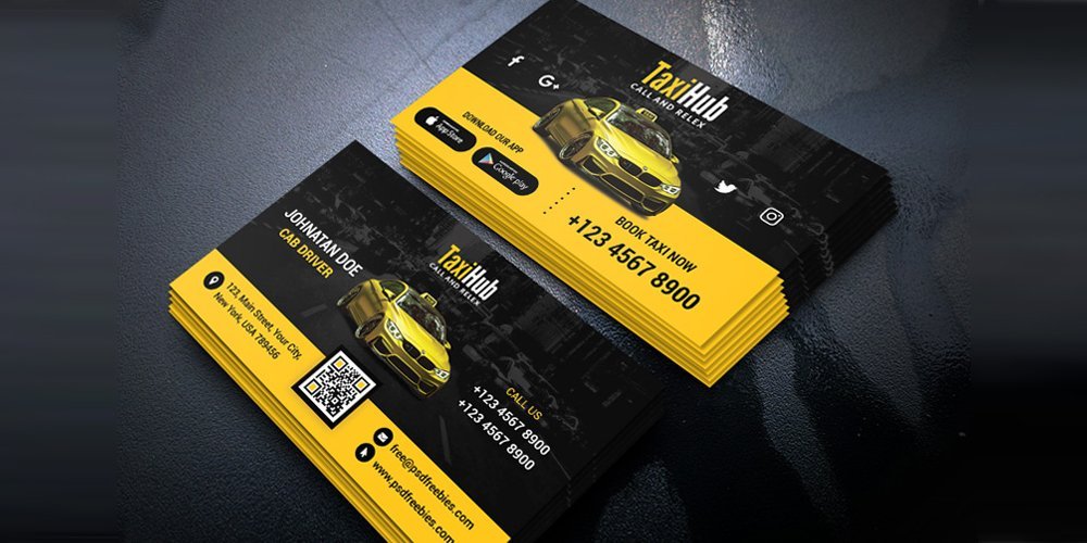 Cab Taxi Services Business Card Mockup