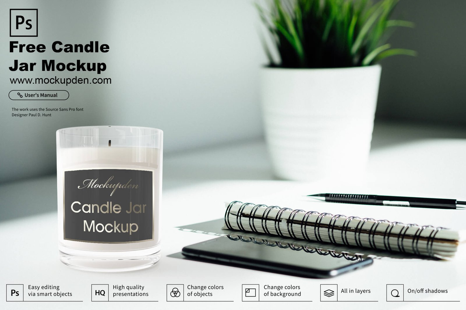 Download Free Simple Candle Jar Mockup Psd Template Mockup Den Yellowimages Mockups